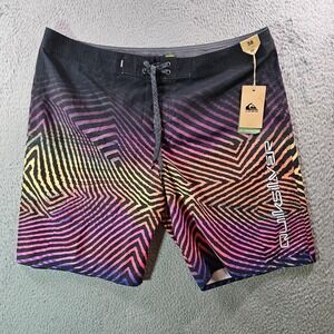 NWT‎ Quiksilver Board Shorts Swim Trunks Men 38 No Liner 20" Colorful Pattern